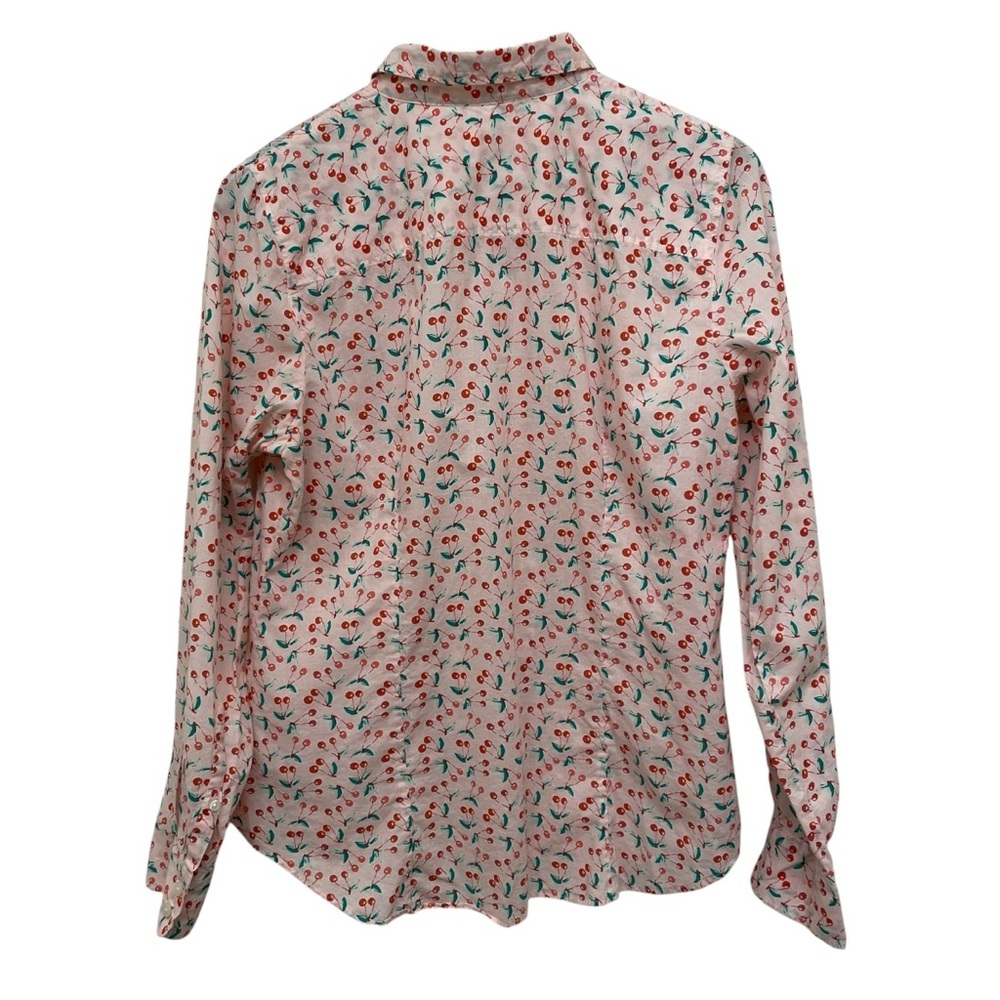 J. Crew 100% Cotton Pink Cherry Print Long Sleeve Button Down Women’s Shirt L - Picture 3 of 11